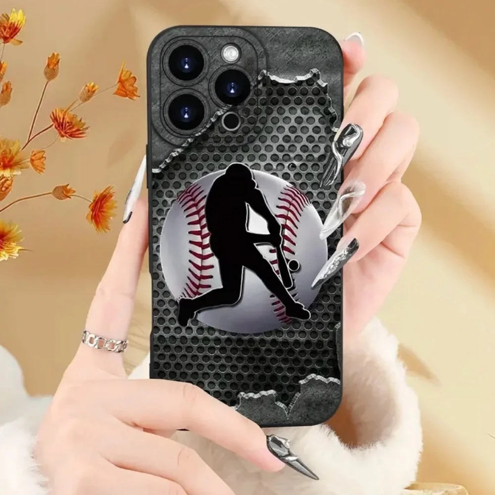 Apple iPhone Phone Case Baseball Player Metal Black TPU Baseball